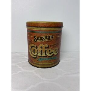 Vintage Sunshine Coffee Canister Tin Metal W/Lid Ballonoff Kitchen Retro 70s USA